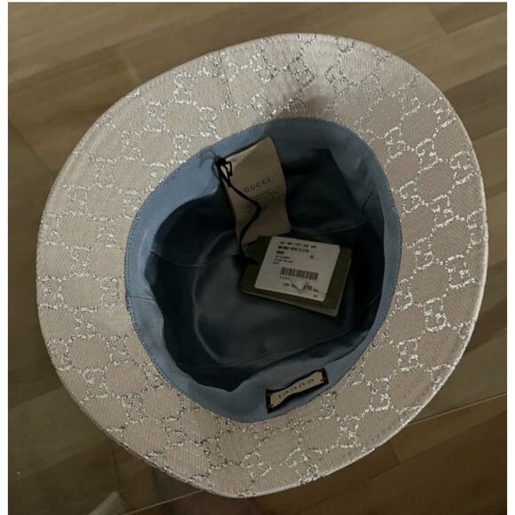 Gucci Bucket Hat - "Lame" Silver and Cream Size XL 59cm Authentic GG Neutral - Picture 6 of 7